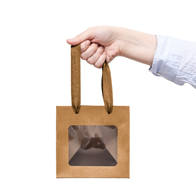 Пакет подарочный, крафт, с окном, 15×15×15 см