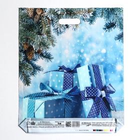Пакет подарочный новогодний «Подарки зимы», полиэтиленовый с вырубной ручкой, 45×38 см