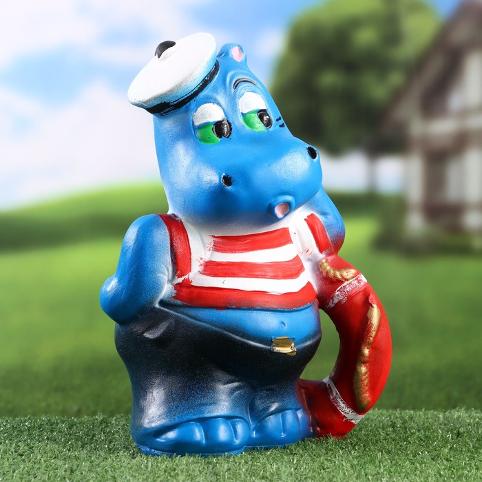 Садовая фигура из гипса «Бегемот - моряк», 17×17×29 см - Фото 1