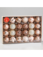 Ёлочные игрушки «Мелодия» ассорти люкс, шары новогодние, d=6 см, набор 24 шт., бело-золотой - Фото 6