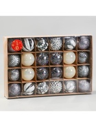 Ёлочные игрушки «Мелодия» ассорти люкс, шары новогодние, d=6 см, набор 24 шт., белый/серебро/сиреневый 9510749