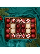 Ёлочные игрушки «Мелодия» ассорти люкс, шары новогодние, d=6 см, набор 24 шт., бело-бордовый - Фото 5