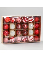 Ёлочные игрушки «Мелодия» ассорти люкс, шары новогодние, d=6 см, набор 24 шт., бело-красный 9510751