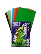 Картон цветной двусторонний А4, 8 листов, 16 цветов, волшебный «Дракоша» мелованный 220 г/м², в папке - Фото 2