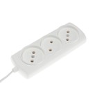 Удлинитель Luazon Lighting ECO, 3 розетки, 1.5 м, 6 А, 1300 Вт, ШВВП 2×0.75 мм2, без заземления, белый - Фото 2