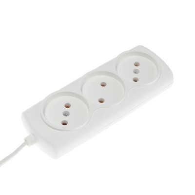 Удлинитель Luazon Lighting ECO, 3 розетки, 1.5 м, 6 А, 1300 Вт, ШВВП 2×0.75 мм2, без заземления, белый