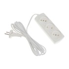 Удлинитель Luazon Lighting ECO, 3 розетки, 2.7 м, 6 А,1300 Вт, ШВВП 2×0.75 мм2, без заземления, белый - Фото 3