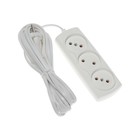 Удлинитель Luazon Lighting ECO, 3 розетки, 4.5 м, 6 А,1300 Вт, ШВВП 2×0.75 мм2, без заземления, белый - Фото 3