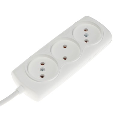 Удлинитель Luazon Lighting ECO, 3 розетки, 2.7 м, 10 А, 2200 Вт, ПВС 2×0.75 мм2, без заземления, белый