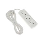Удлинитель Luazon Lighting ECO, 3 розетки, 2.7 м, 10 А, 2200 Вт, ПВС 2×0.75 мм2, без заземления, белый - Фото 3