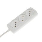 Удлинитель Luazon Lighting ECO, 3 розетки, 4.5 м, 10 А, 2200 Вт, ПВС 2×0.75 мм2, без заземления, белый - Фото 2