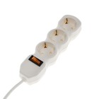 Удлинитель Luazon Lighting ECO, 3 розетки, 2.7 м, 16 А, 3500 Вт, ПВС 3×1 мм2, с заземлением, с выключателем, белый - Фото 2