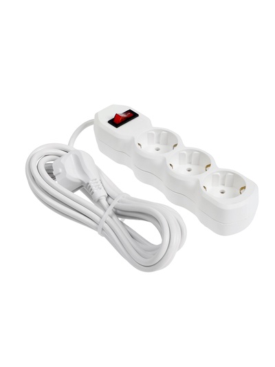 Удлинитель Luazon Lighting ECO, 3 розетки, 4.5 м, 16 А, 3500 Вт, ПВС 3×1 мм2, с заземлением, с выключателем