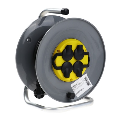 Удлинитель на катушке Luazon Lighting ECO, 4 розетки, 25 м, 10 А, ПВС 3×0.75 мм2, с заземлением, IP44