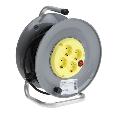 Удлинитель морозостойкий на катушке Luazon Lighting ECO, 4 розетки, 25 м, 16 А, КГ 3×1.5 мм2, с выключателем