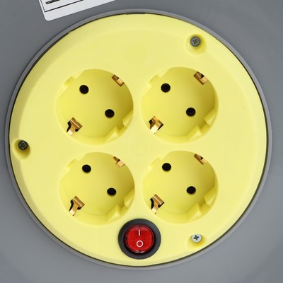 Удлинитель морозостойкий на катушке Luazon Lighting ECO, 4 розетки, 50 м, 16 А, КГ 3×1.5 мм², с выключателем