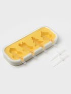 Форма для мороженого с крышкой Доляна «Новый год», силикон, 24×10×3 см, 4 ячейки, с палочками, жёлтая - Фото 2