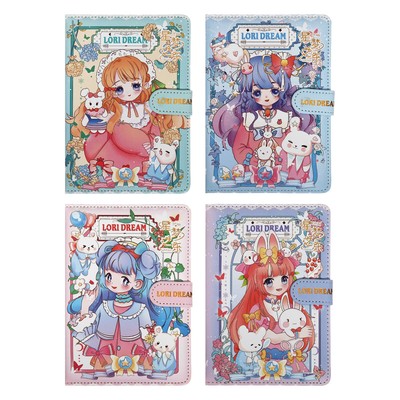 Записная книжка подарочная, А6+ 132 листа, цветной блок, с хлястиком на магните, обложка пвх, «Аниме», МИКС