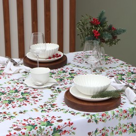 Скатерть Доляна «Хвойный узор» 145?180 см, 100% п/э (комплект 2 шт)