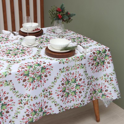 Скатерть Доляна «Хвойный узор» 145×220 см, 100% п/э