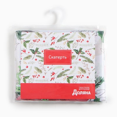 Скатерть новогодняя Доляна «Рождественский букет» 145×220 см, 100% п/э
