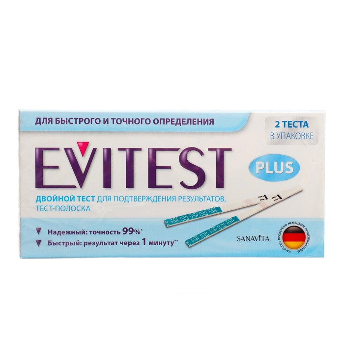 Тест Evitest для определения беременности, 2 шт