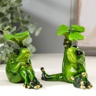 Фигурка полистоун «Лягушка с листочком», 10×6×11 см, МИКС - фото 809685706