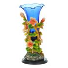 ваза керамика с стеклом фантазия 20*9 см цветы - Фото 1