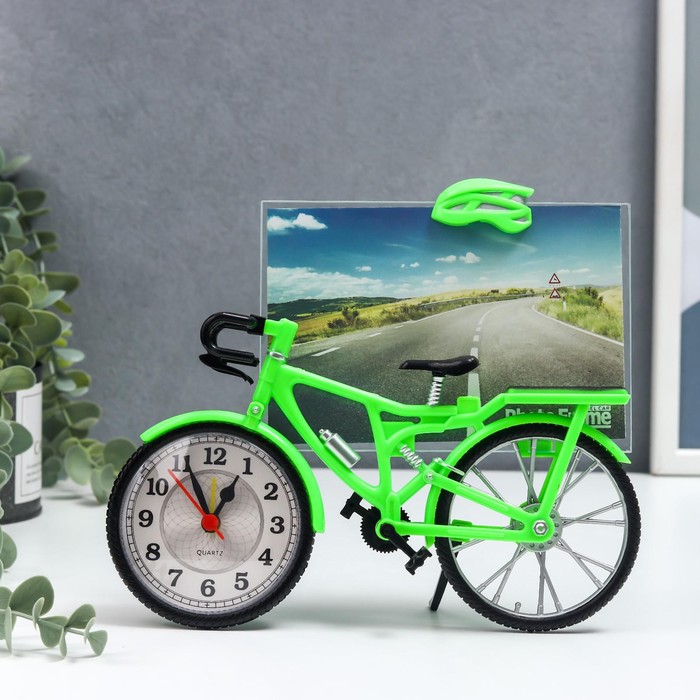 Фоторамка пластик с часами "Велосипед" МИКС 10х15 см, 5,6х21,5х18 см