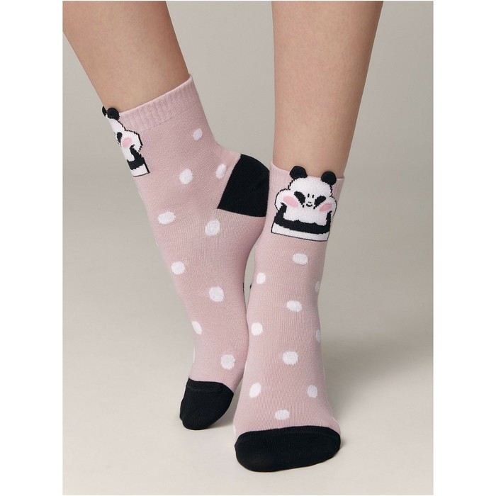 

Носки женские с пикотом Conte Elegant Panda, размер 23, цвет пепельно-розовый