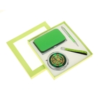 набор подарочный 4в1 в карт.коробке (ручка+зеркало+подвеска на телефон+ набор маникюрн) зелен - Фото 1