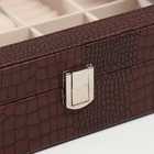 Шкатулка для украшений и часов 6 отделений «Кофейный питон», искусственная кожа, 7.7×20×25.5 см - Фото 2