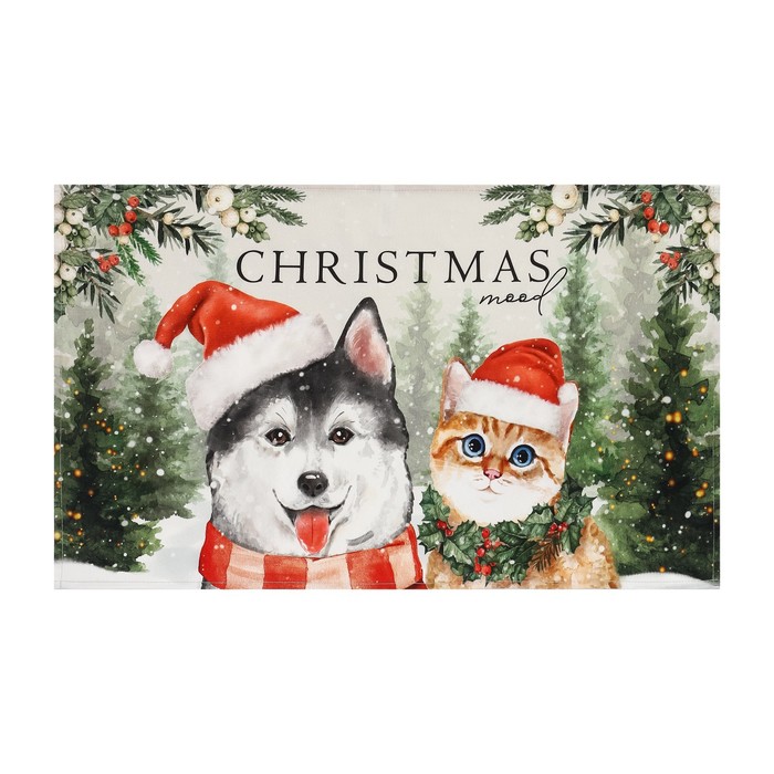 Набор в мешочке Этель Christmas mood: полотенце 40х73 см, формочки для запекания - 3 шт. - фото 1906340339