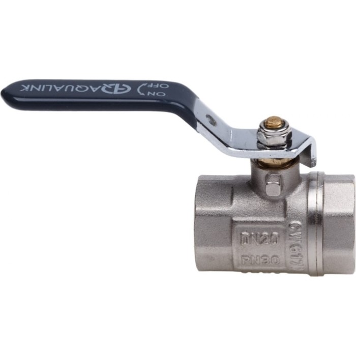 Кран шаровой AQUALINK, PN 50, внутренняя/внутренняя резьба 3/4", ручка, никелированный - фото 18571735 Кран шаровой AQUALINK, PN 50, внутренняя/внутренняя резьба 3/4", ручка, никелированный - фото 18571735