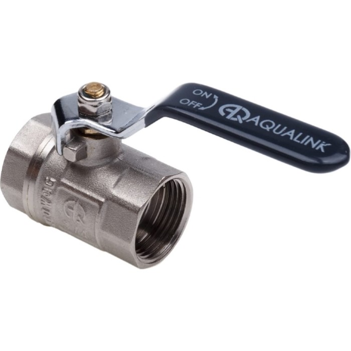 Кран шаровой AQUALINK, PN 50, внутренняя/внутренняя резьба 3/4", ручка, никелированный - фото 18571738 Кран шаровой AQUALINK, PN 50, внутренняя/внутренняя резьба 3/4", ручка, никелированный - фото 18571738