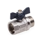 Кран шаровой AQUALINK, PN 50, внутренняя/наружная резьба 3/4", бабочка, никелированный - фото 22420541