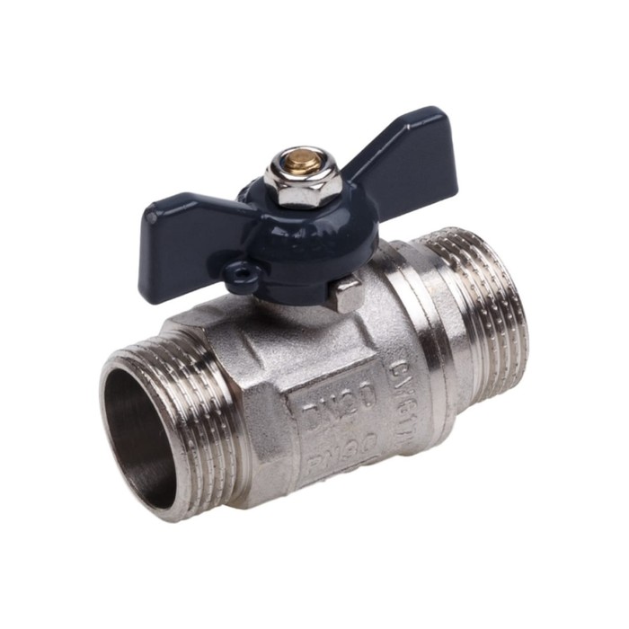Кран шаровой AQUALINK, PN 50, наружная/наружная резьба 3/4", бабочка, никелированный - фото 18571748 Кран шаровой AQUALINK, PN 50, наружная/наружная резьба 3/4", бабочка, никелированный - фото 18571748