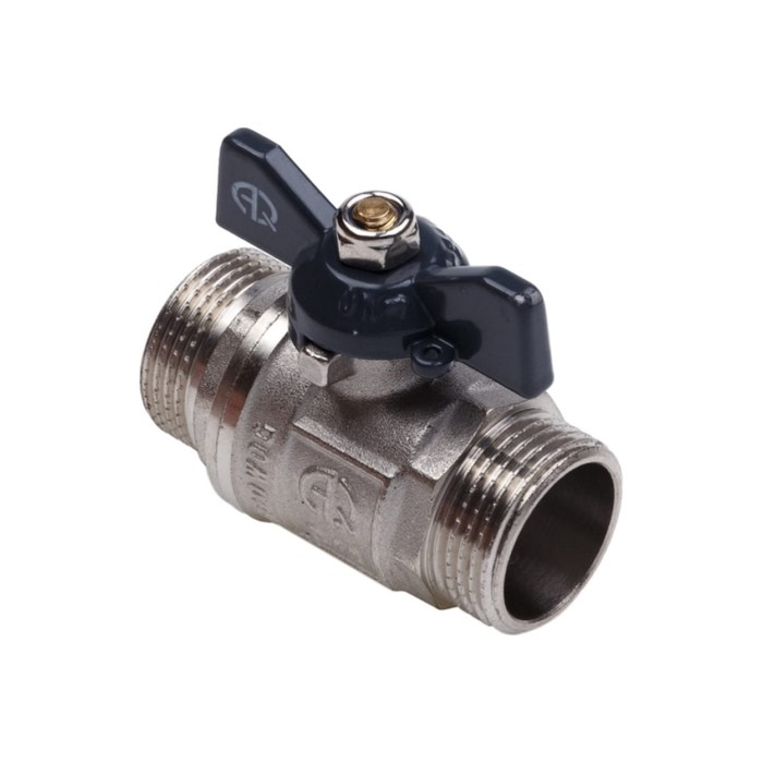 Кран шаровой AQUALINK, PN 50, наружная/наружная резьба 3/4", бабочка, никелированный - фото 18571752 Кран шаровой AQUALINK, PN 50, наружная/наружная резьба 3/4", бабочка, никелированный - фото 18571752
