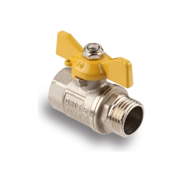 Кран шаровой газовый AQUALINK, PN 16, внутренняя/наружная резьба 1/2", бабочка, никелир. - фото 18571777 Кран шаровой газовый AQUALINK, PN 16, внутренняя/наружная резьба 1/2", бабочка, никелир. - фото 18571777
