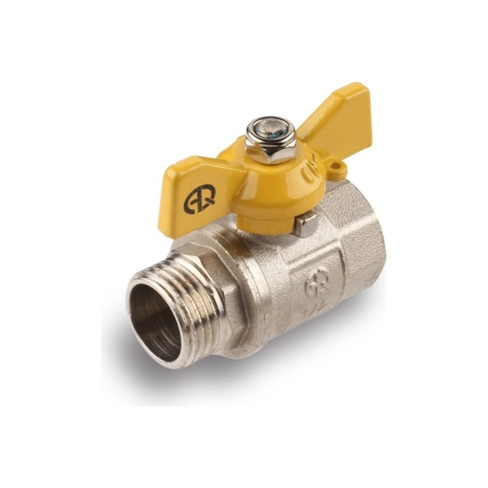 Кран шаровой газовый AQUALINK, PN 16, внутренняя/наружная резьба 3/4", бабочка, никелир. - фото 18571788 Кран шаровой газовый AQUALINK, PN 16, внутренняя/наружная резьба 3/4", бабочка, никелир. - фото 18571788