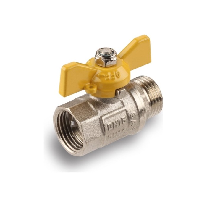 Кран шаровой газовый AQUALINK, PN 16, внутренняя/наружная резьба 3/4", бабочка, никелир. - фото 18571789 Кран шаровой газовый AQUALINK, PN 16, внутренняя/наружная резьба 3/4", бабочка, никелир. - фото 18571789