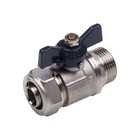 Кран шаровой AQUALINK, PN 10, 1/2" × 16 мм, наружная резьба/цанга, бабочка, никелированный - Фото 1