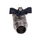 Кран шаровой AQUALINK, PN 10, 1/2" × 16 мм, наружная резьба/цанга, бабочка, никелированный - Фото 3