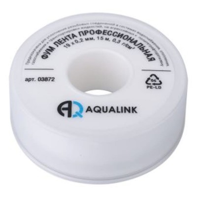 Лента ФУМ AQUALINK, 19 мм × 0.2 мм × 15 м, профессиональная