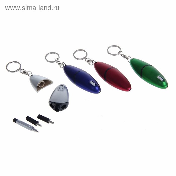 Ручка шариковая-брелок+фонарик+2 отвёртки+стилус, микс - Фото 1