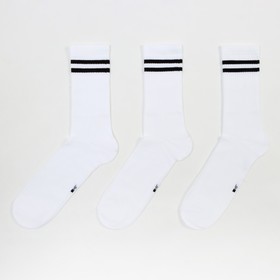 Набор мужских носков (3 пары), цвет белый/полоски, размер29-31