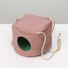 Подвесной дом для грызунов круглый, мебельная ткань, флис, 15 х 10 см, розовый - Фото 4