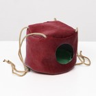 Подвесной дом для грызунов круглый, мебельная ткань, флис, 20 х 15 см, бордовый - фото 25417201