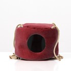 Подвесной дом для грызунов круглый, мебельная ткань, флис, 20 х 15 см, бордовый - фото 25417204