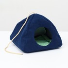 Подвесной домик для грызунов "Юрта", мебельная ткань ,флис, 20 х 20 см, синий - фото 37457673